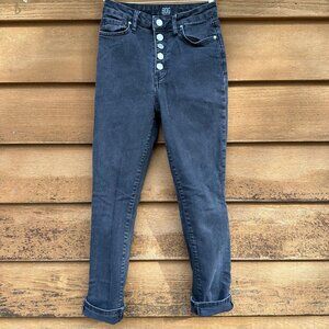 BDG Urban Outfitters Girlfriend High Rise Button Fly Black Straight Jeans 26